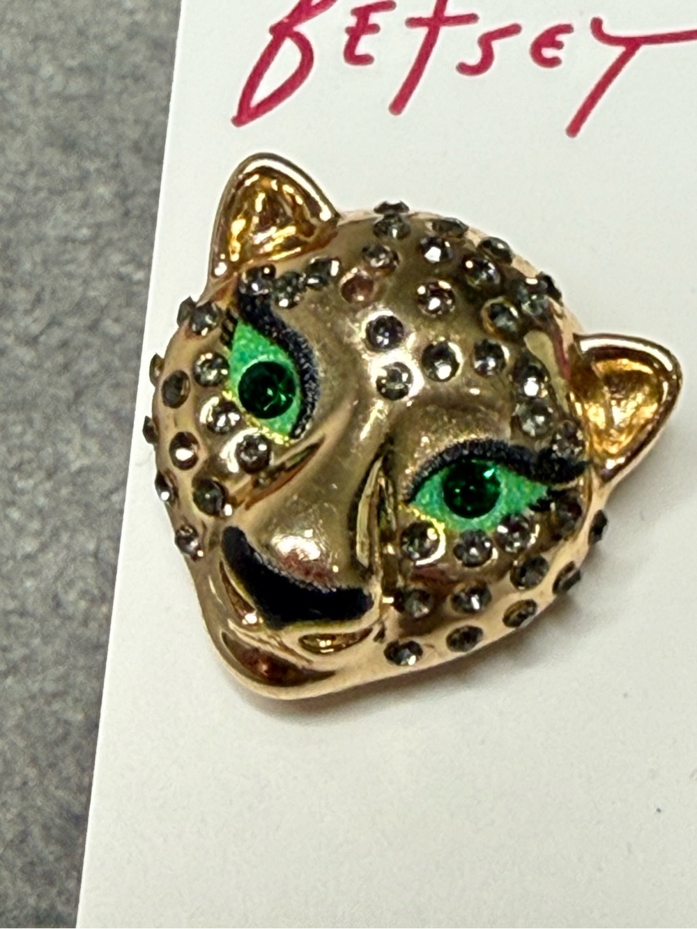 NEW Betsey Johnson Leopard Gold Crystal Panther earrings - Picture 2 of 4